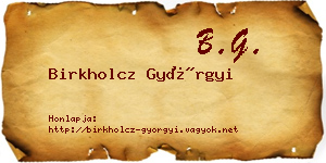 Birkholcz Györgyi névjegykártya